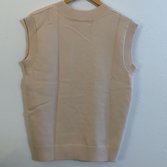 Risesun Women's Cable Knit Oversized Cropped Argyle Sweater Vest V-Neck New Tag - Picture 7 of 8